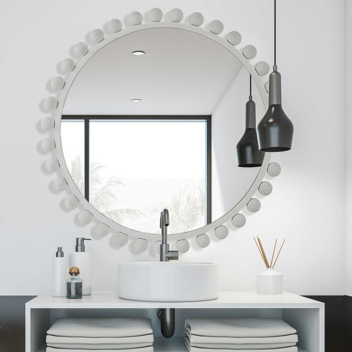 CYRA ROUND MIRROR, WHITE