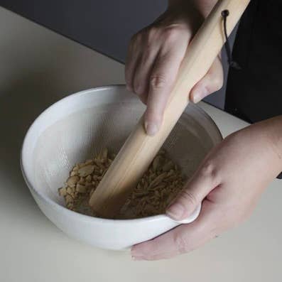 Japanese hinoki cypress wood pestles w/ leather loop