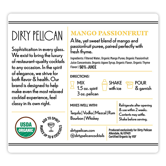 Mango Passionfruit Margarita Organic Cocktail Mixer, 750ml
