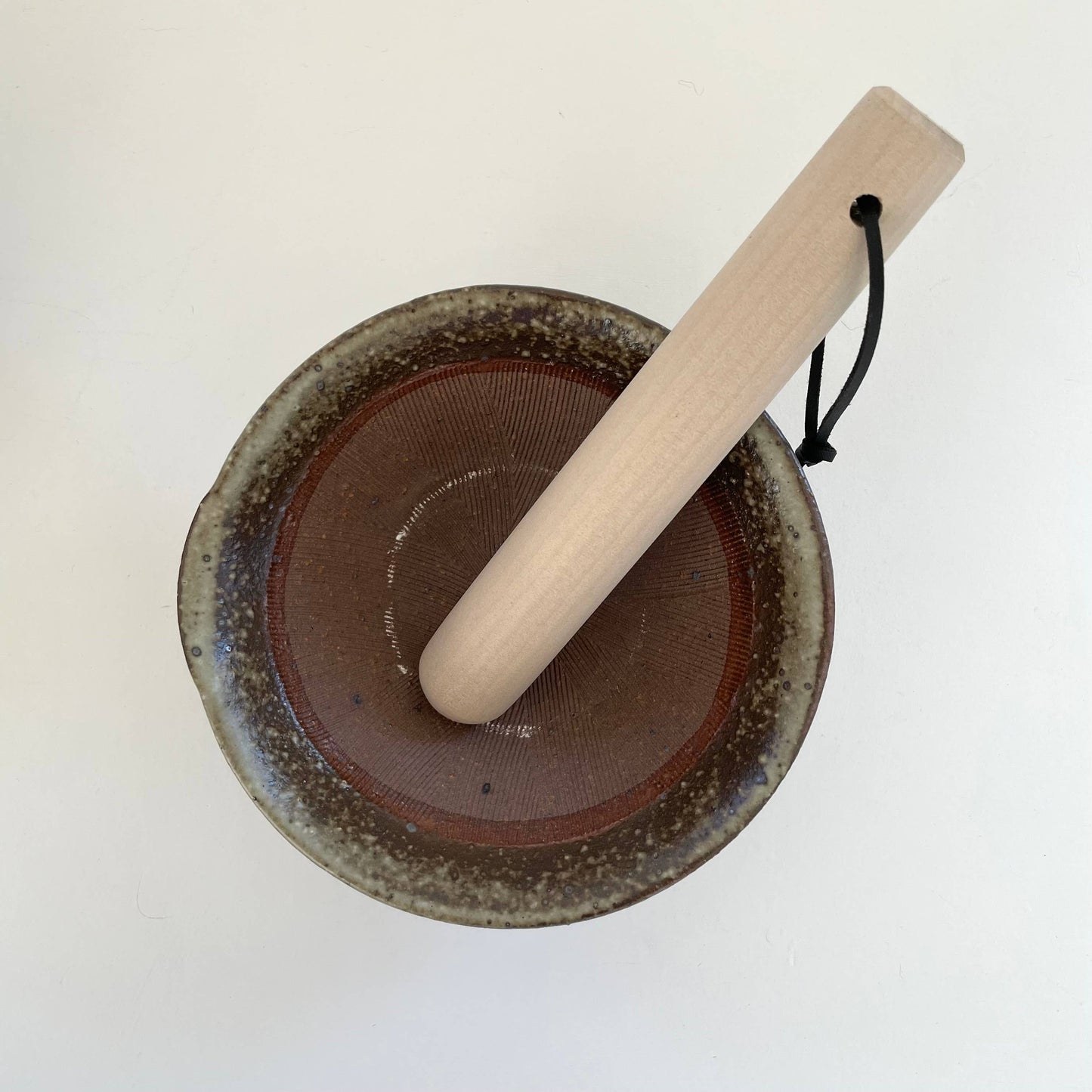 Japanese hinoki cypress wood pestles w/ leather loop