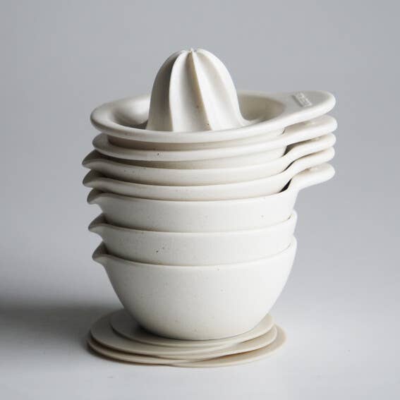 Japanese tiny mortar neutral cream ceramic pottery round