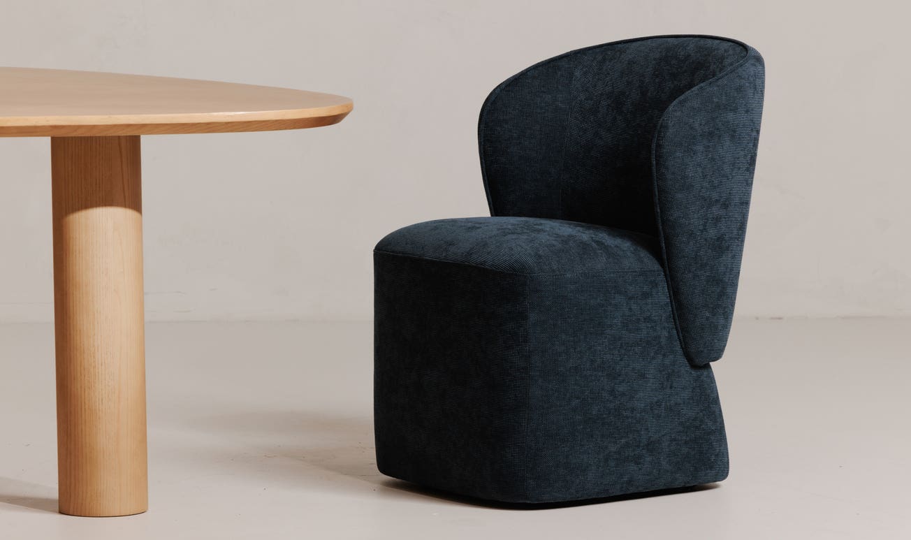 Larson Navy Blue Rolling Dining Chair