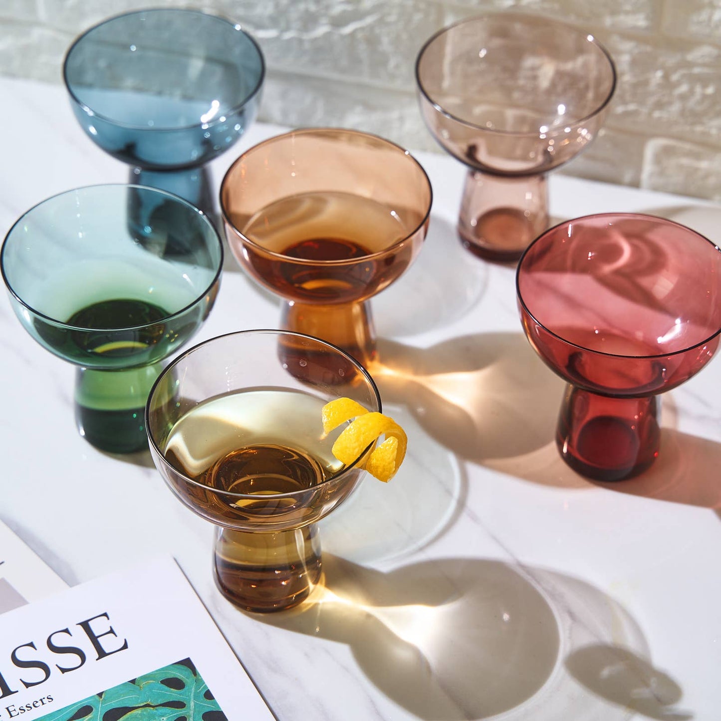 Khen Crystal Stemless Margarita Glasses 10 oz | Set of 6