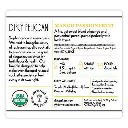 Mango Passionfruit Margarita Organic Cocktail Mixer, 750ml