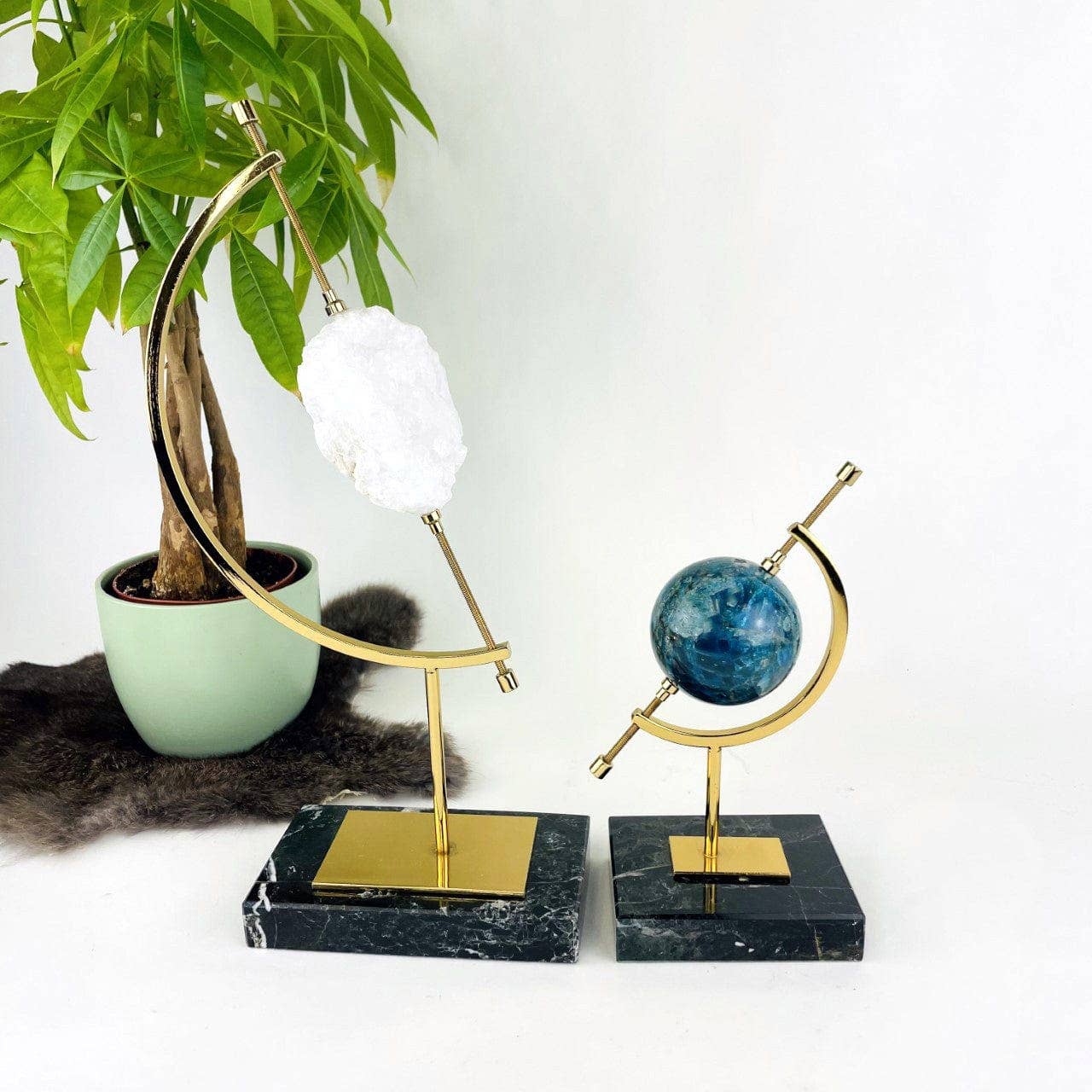 Sphere Holder with Caliper - Stone Crystal Display: 5"