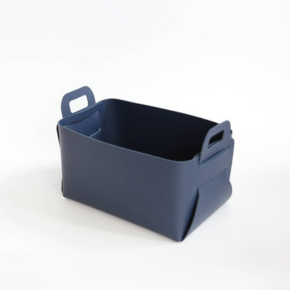 Vegan Leather Storage Basket, Medium: Navy