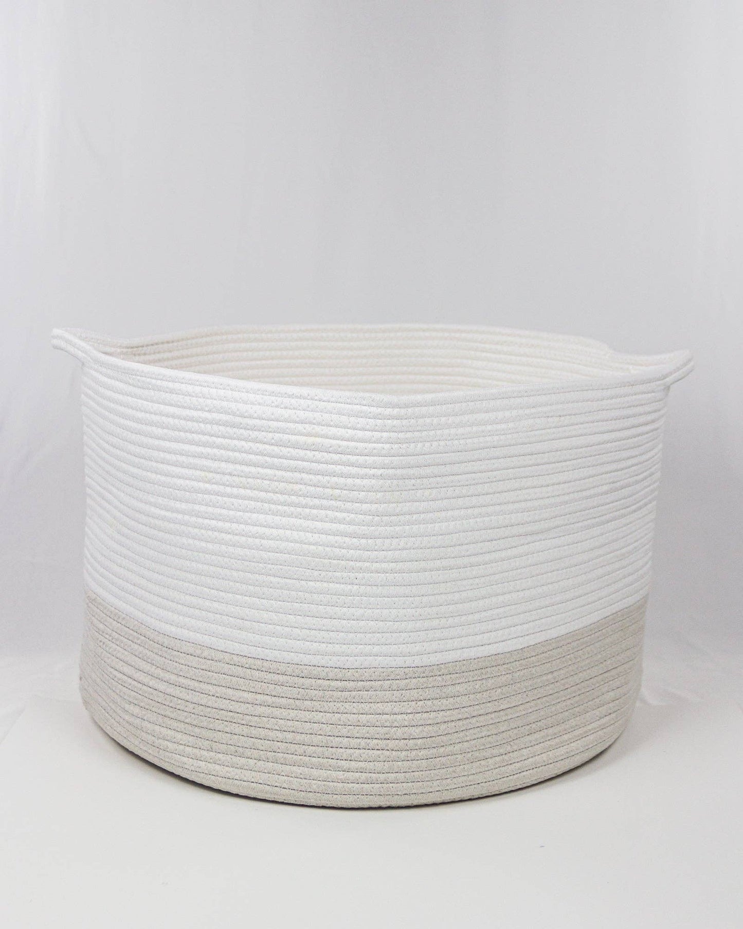 Cotton Basket With Contrasting Handles: White