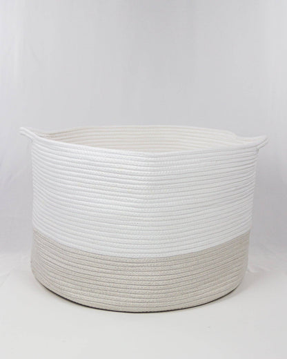 Cotton Basket With Contrasting Handles: White