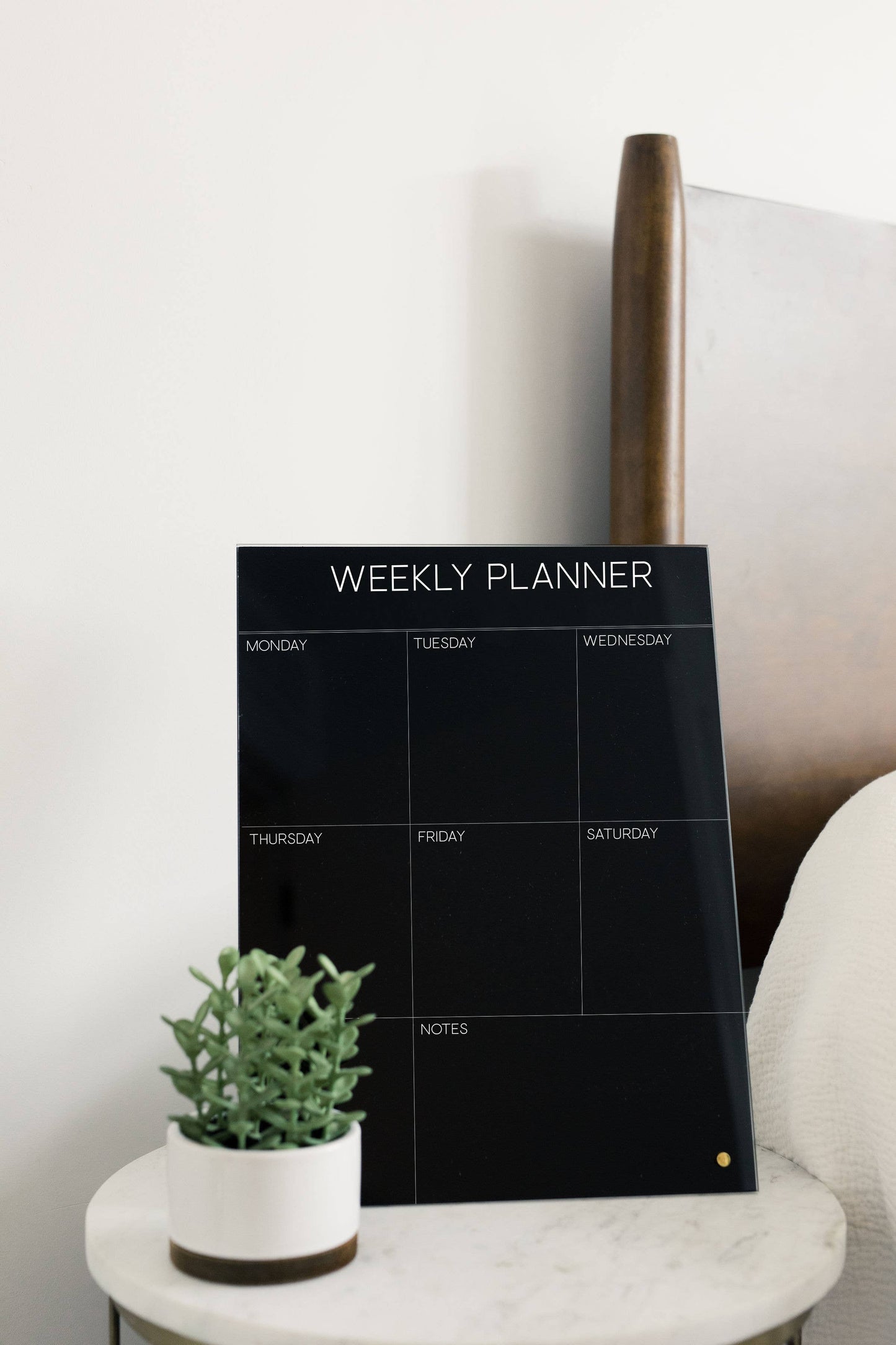 Black Glass Magnetic Weekly Planner Dry Erase Board